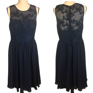 Azazie Semi-Sheer Floral Lace Tea Length Dress 14
